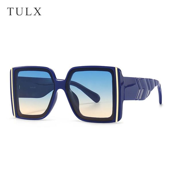 

sunglasses fashion oversized square women 2021 blue yellow gradient sun glasses for men hip hop shades uv400, White;black