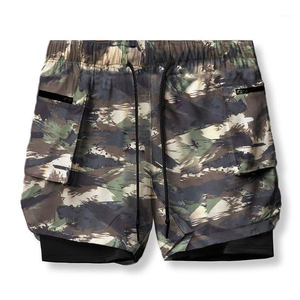 

men's shorts 2021 running men 2 in 1 camouflage gym sport fitness bodybuilding workout sportswear tight body, White;black