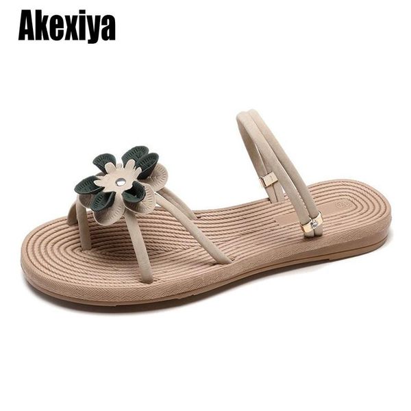 

summer shoes woman flats beach sandals ladies outdoor flower leisure o252, Black