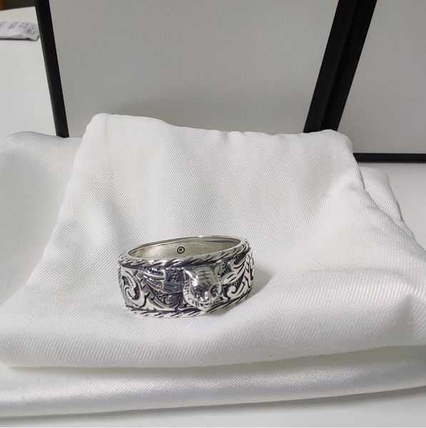 

selling tiger head 925 sterling silver ring couple personality retro ring man and woman ring fashion jewelry supply