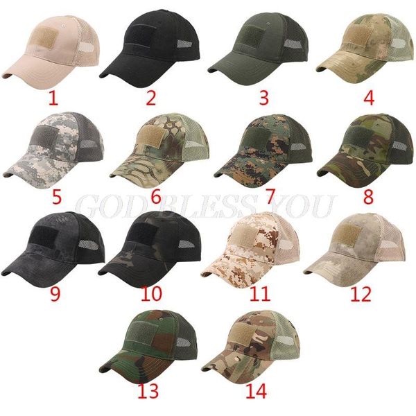 

outdoor hats summer camouflage adjustable cap mesh military army fishing hunting hiking baseball casual caps, Black;white