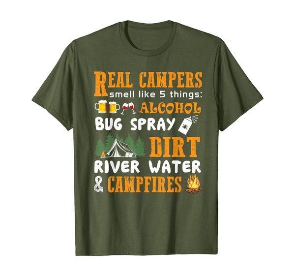 

real campers smell like 5 things alcohol bug spray dirt, White;black