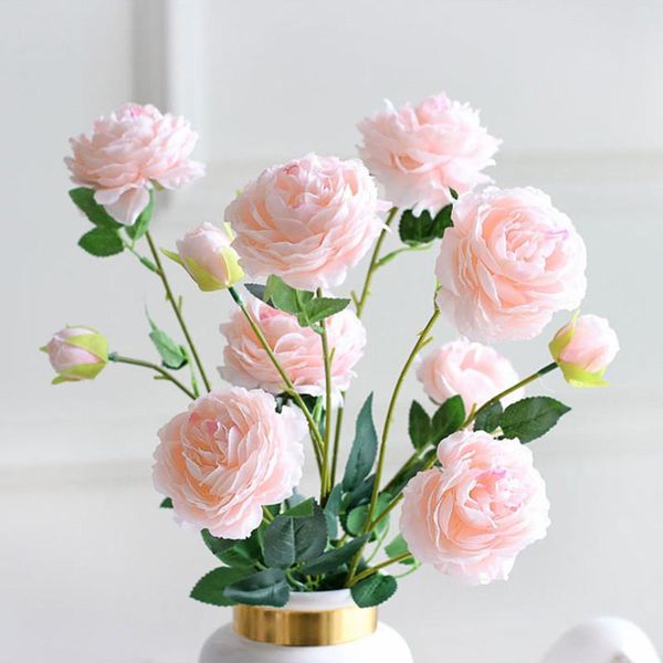 

decorative flowers & wreaths 2 branches artificial silk peony bride bouquet wedding decoration fake garden home table decor accessories