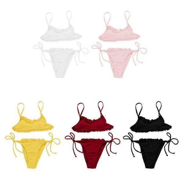 

women's swimwear bikini wrapped chest sling small fresh upper wai bandage high waist beach swimsuit set, White;black