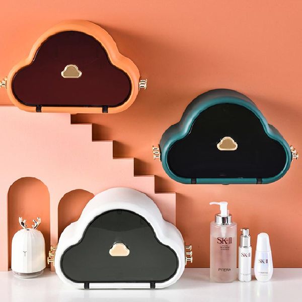 

cloud shape paper holder punch-self adhesive waterproof wallmounted toilet tissue box bathroom storage organizer 1pc boxes & napkins