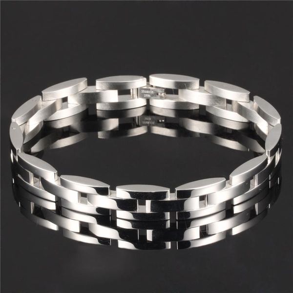 

charm bracelets 2021 trend for men stainless steel color 42g 21.5cm fashion personality adjustable length folding buckle jewelry, Golden;silver