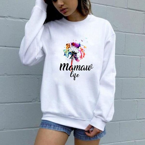 

women's hoodies & sweatshirts women hoodie dandelion mama life printed fleece long sleeve o neck loose sweatshirt girls pullovers winte, Black