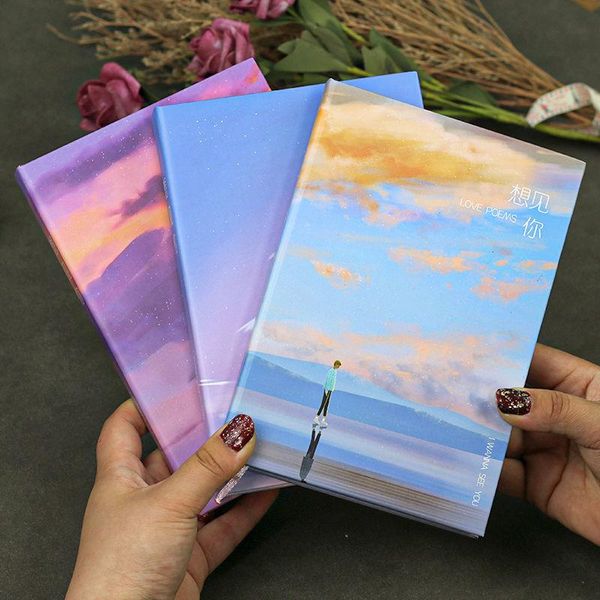 

notepads cute hardcover notepad diary planner hand book creative student colorful inner page illustration notebook gift office accessorie, Purple;pink