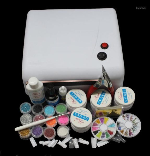 

nail diy set with uv lamp full art including acrylic and things1
