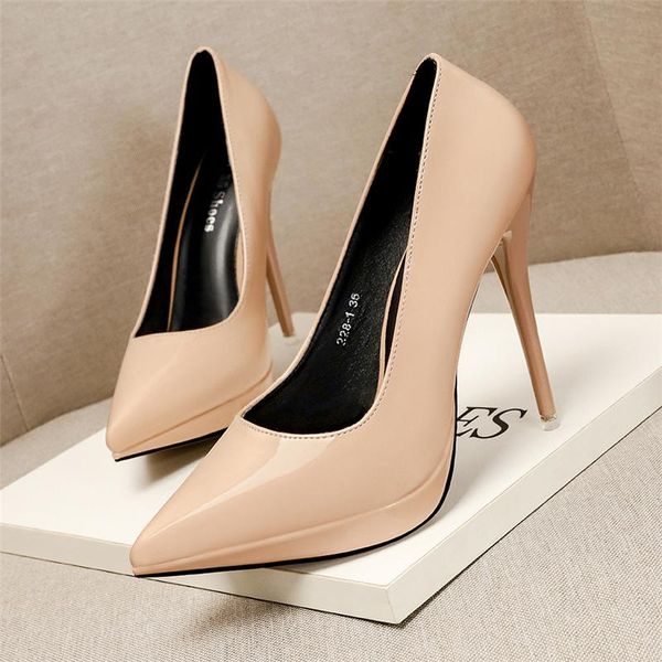 

dress shoes women 12cm fetish high heels wedding pumps lady pointed toe leather valentine scarpins platform club stripper, Black