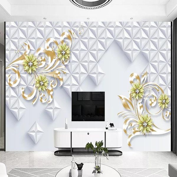 

wallpapers custom large mural 3d wallpaper stylish modern luxury abstract pearl ornament geometric space bedroom tv wall decor 5d embossed