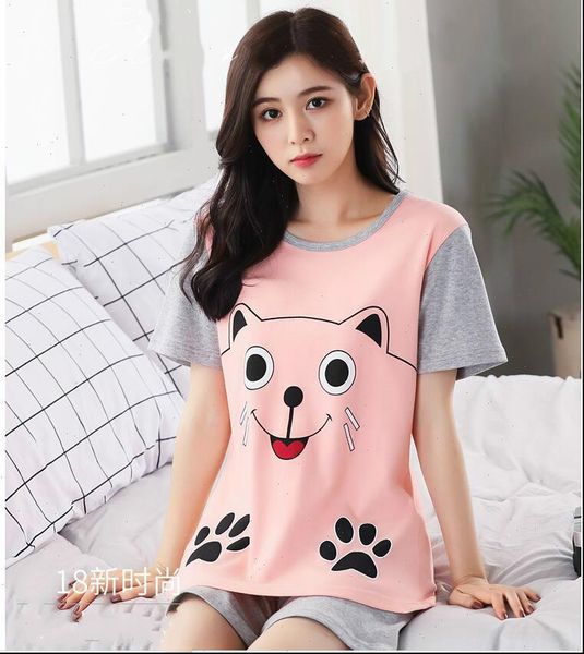 

comfortable home clothes milk silk women sleepwear summer pajamas sets thin laides suit short sleeve pyjamas, Black;red