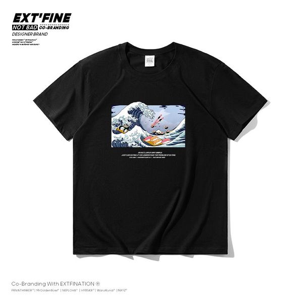 

extfine ukiyoe t-shirt sushi summer 200gsm combed cottons japan graphic tshirt harajuku t shirt tees men's clothing t-shirts, White;black