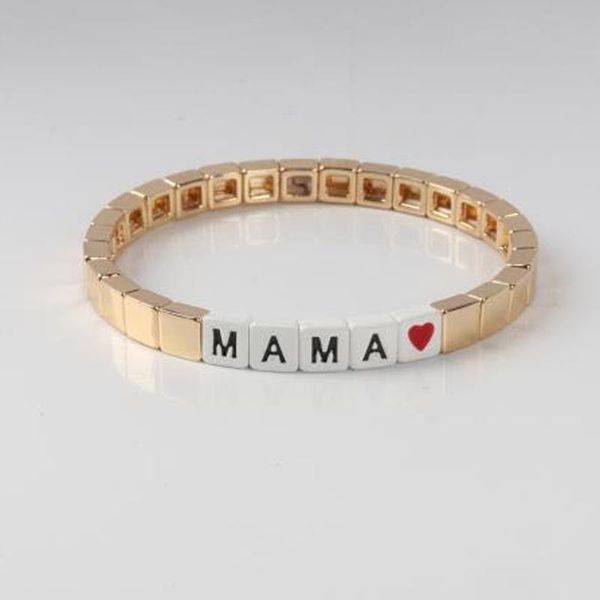 

charm bracelets boho wholesale beads letter mama daughter forever heart bracelet femme love family bangle jewelry, Golden;silver