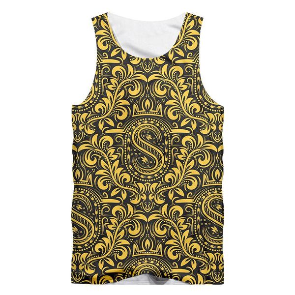 

men' tank ifpd eu size baroque court style vest 3d print crown golden floral luxury fitness sleeveless shirt women oversize, White;black