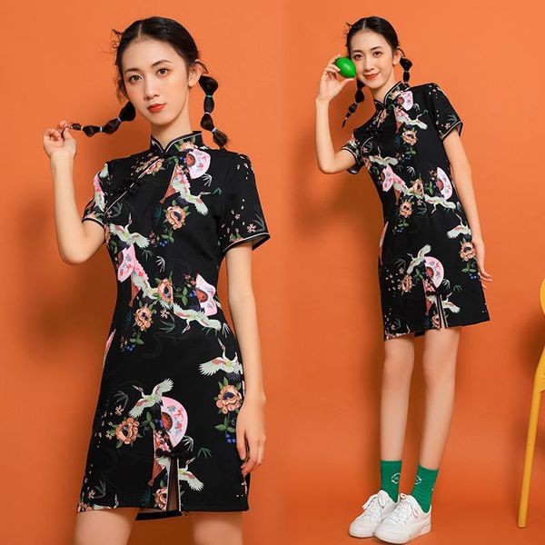

traditional chinese qipao cheongsam for women vintage emboridery elegant dress oriental split formal black vestidos ethnic clothing, Red