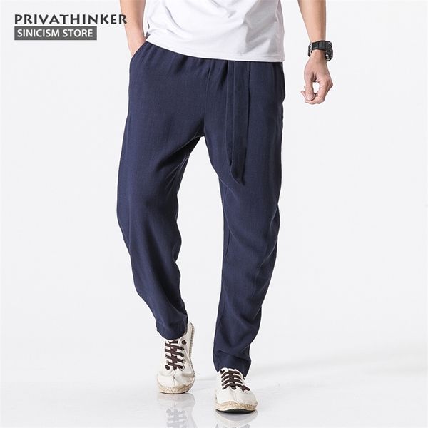 MrGoldenBowl Store Taglia Plus 5XL Pantaloni stile harem in cotone e lino Cintura da uomo Jogger Pantaloni maschili Panni tradizionali cinesi 210715