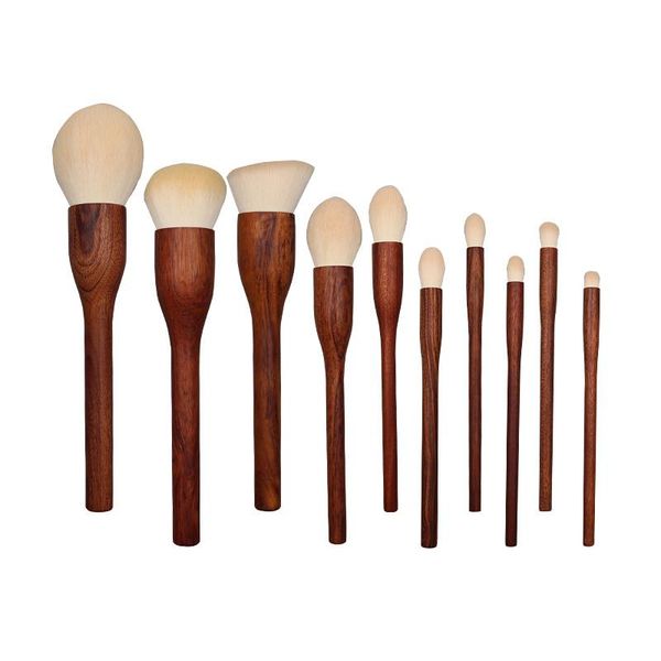 

makeup brushes 10pcs premium brush set with wooden handle highlight, blush, foundation, eyeshadow, concealer professional