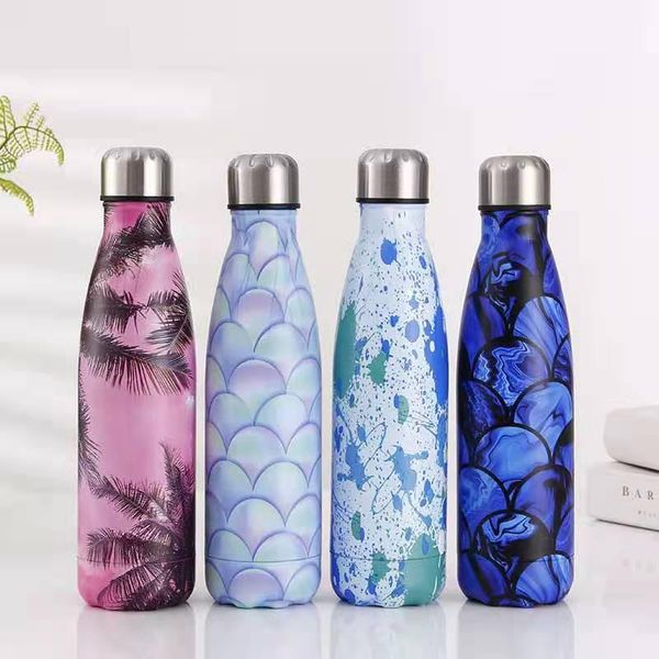 

water bottles 500ml sports bottle natural art cola stainless steel vacuum flask for men women outdoor cute tumbler