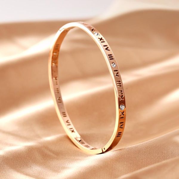 

bangle gioiobracelet female roman numeral bracelet stainless steel hollowed out ladies jewelry lady, Black