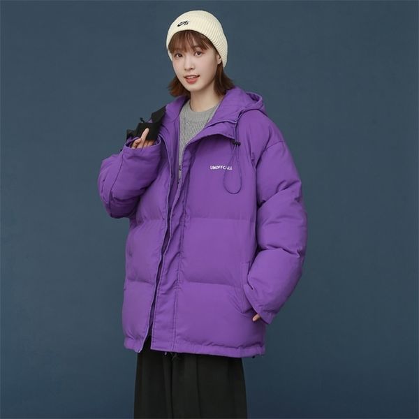 Mulheres para baixo jaquetas de penas casaco inverno moda espessa bolha quente plus size oversized puffer algodão acolchoado roxo outwear 211013