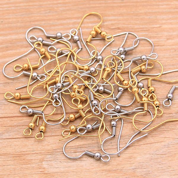 

pulchritude 50pcs/lot 2 color 316 stainless steel earring hook ear wire findings for diy jewelry making accessories, Blue;slivery