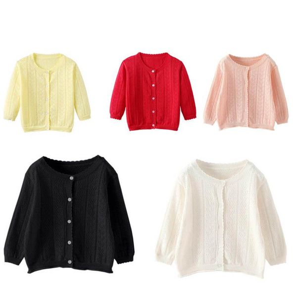 

jackets autumn spring baby girls knitting cardigan coat hollowed out long sleeve solid cotton kids clothing girl sweater, Blue;gray