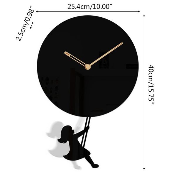 

inch swing girl wall clock acrylic quartz living room bedroom decor clocks