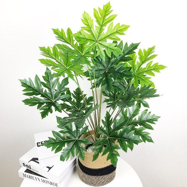 

65cm 18 heads large artificial plants tropical jungle monstera fake palm tree green plastic leaves snowflake leaf for home decor decorative