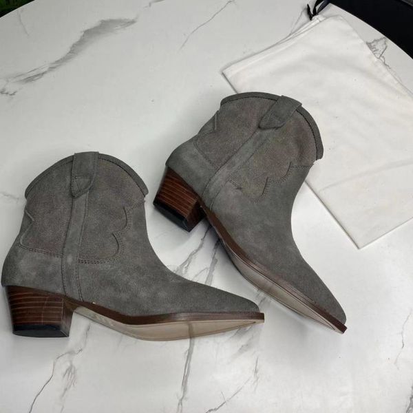 

designer women new isabel dewina suede ankle boots fashion pop marant cowboy western designer style shoes, Black
