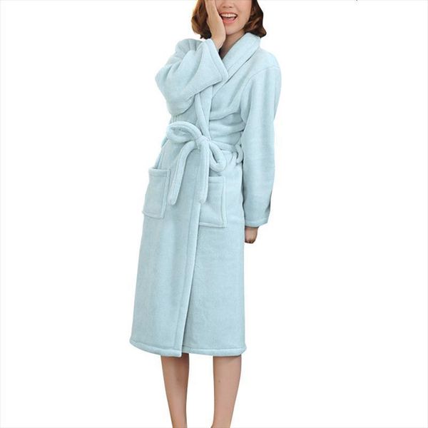 

newly home indoor couple solid womens sleepwears color bathrobe long men warm soft plush autumn winter sleepwear bath robe, Black;red