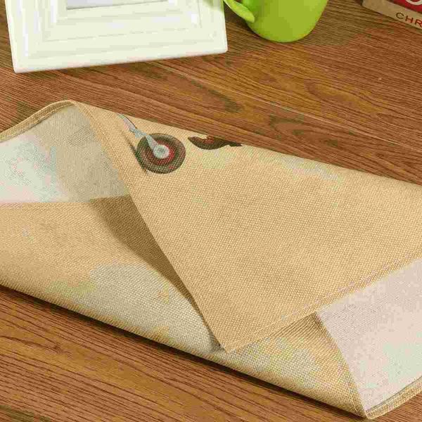 

mats & pads 4pcs santa claus printing placemats cotton and linen heat insulation table non-slip coasters rectangular christmas