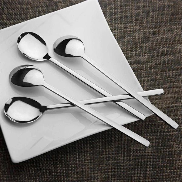 

spoons 4 pcs soup spoons, wooden with 8 pieces stainless steel spoons,soup (silver)