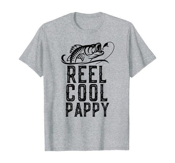 

reel cool pappy fishing gift father's day funny t-shirt, White;black