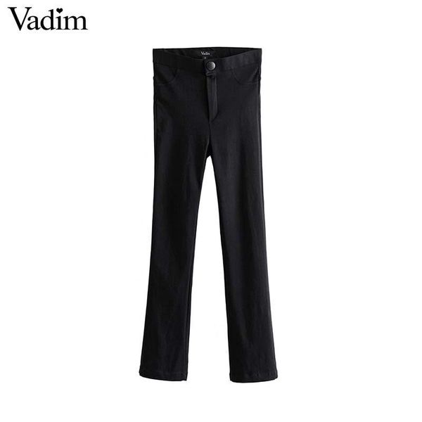 

women's pants & capris vadim women elegant black long elastic zipper solid streetwear casual stretchy trousers full length pantalones k, Black;white