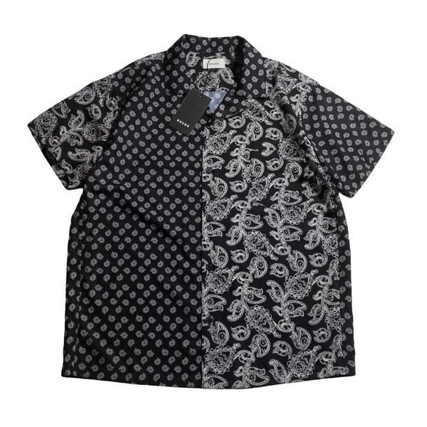 

new rhude bandana 20ss splicing cashew grey short sleeve shirt for men and women3gdb, White;black