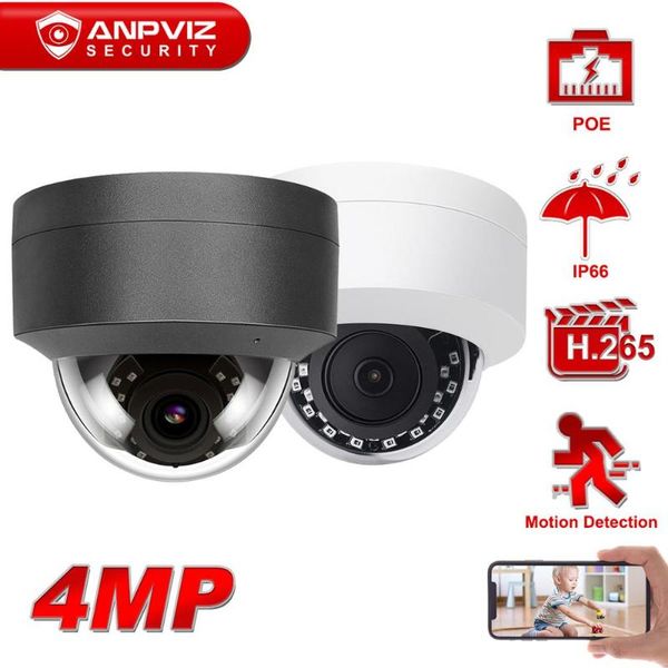 

cameras hikvision compatible anpviz 4mp poe ip camera dome security onvif ip66 outdoor/indoor 3.6mm 30m ir