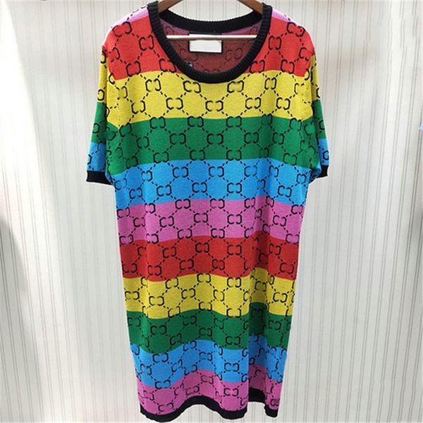 

leisure women long sweaters skirts rainbow color letter skirt ladies knitted sweatshirts girl streetwear, White;black