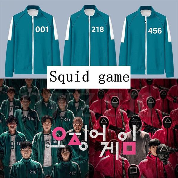 

party favor korean squid game costume men jacket streetwear harajuku male zipper baseball jackets li zhengjae 456 218 cosplay sportswear