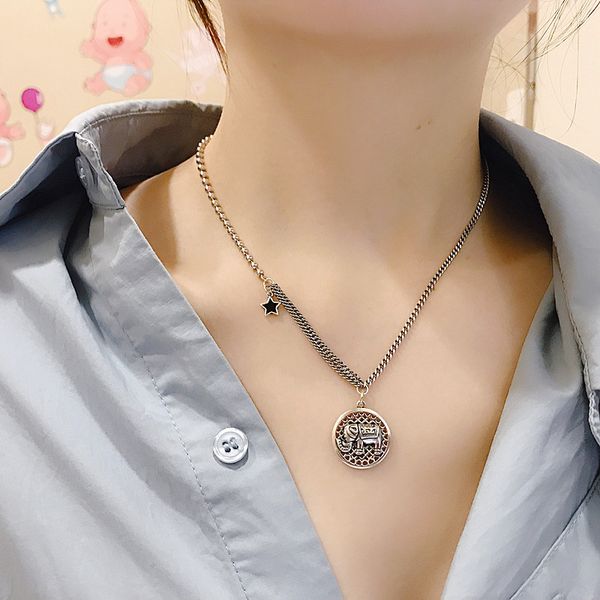 

classic necklace fashion elegant elephant necklaces gift for woman jewelry pendant highly quality with box shell pendants 42+5cm, Silver