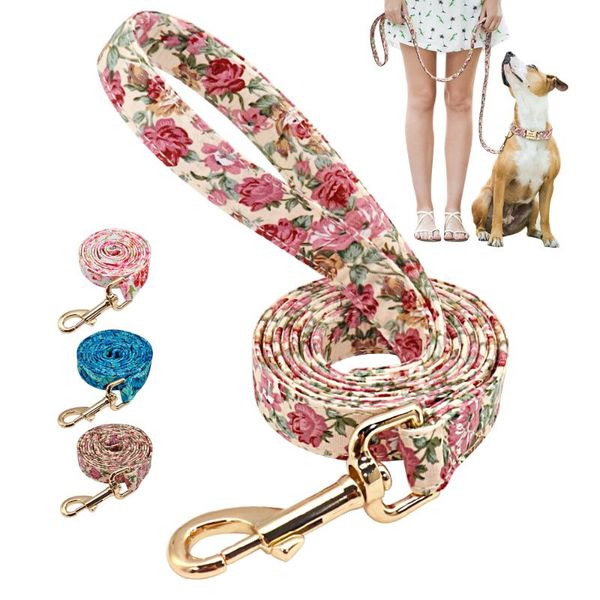 

150cm nylon dog leash printed pet rope padded dogs leads belt leashes for small medium large walking training collars