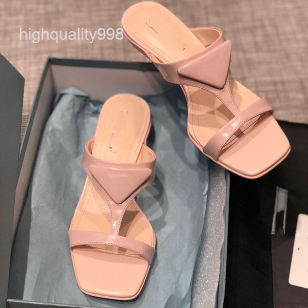 

slippers high end european leather women's sandals kitten and summer xiaoqing fashion, Black