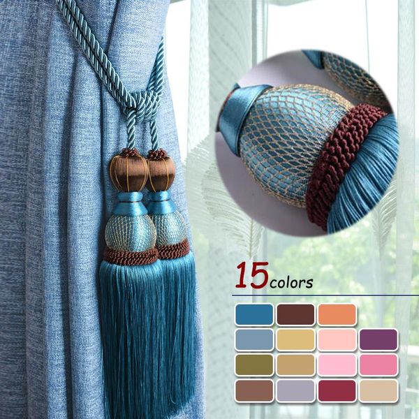 

other home decor 2pc polyester tassel curtain tieback handmade hanging ball tassels fringe curtains holder buckle rope room accessories