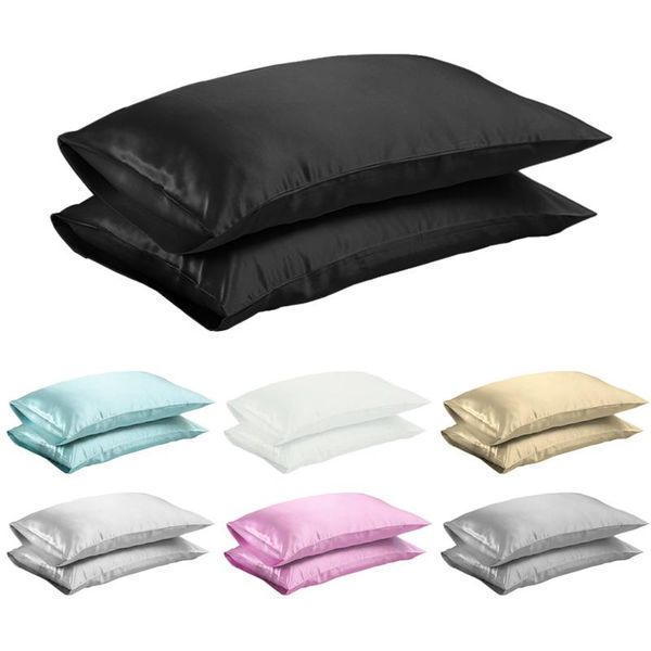 

cushion/decorative pillow queen/king silk satin case bedding pillowcase pure color smooth home white black grey khaki sky blue pink