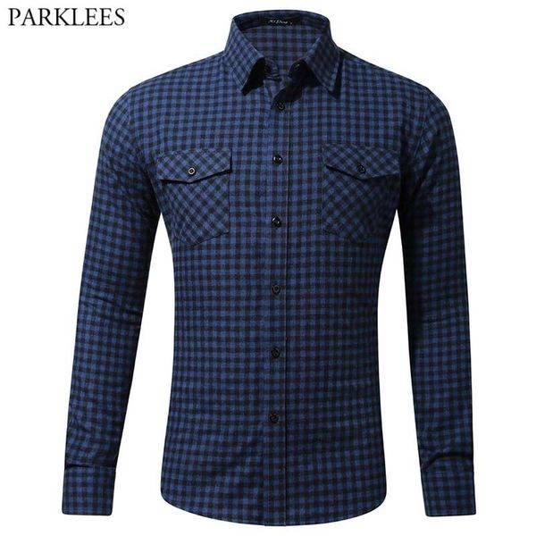 

retro plaid flannel shirt men fashion double pocket casual button down shirts mens long sleeve work camp out shirt male chemsie 210522, White;black