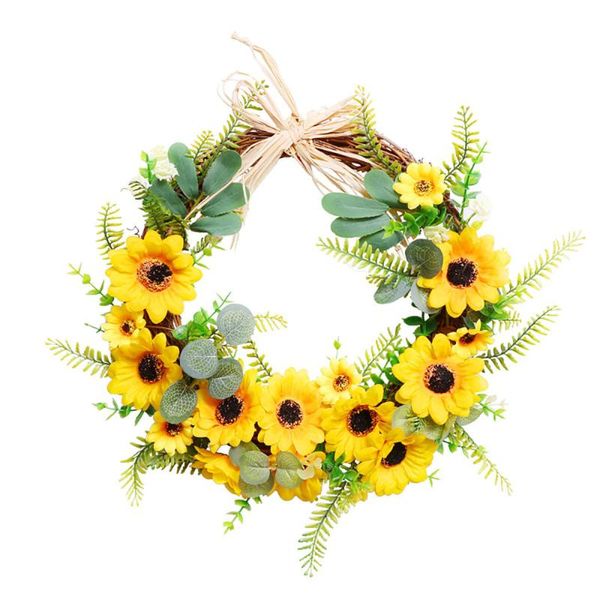 

wreath artificial flower ldyllic sunflower floral dÃ©cor mall green leaves durable outdoor wall gift wedding and party garland decorative flo