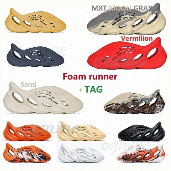 

with box slippers kanye sandals men women triple slides bone resin desert sand earth brown foam runner mens womens west slipper hop999, Black