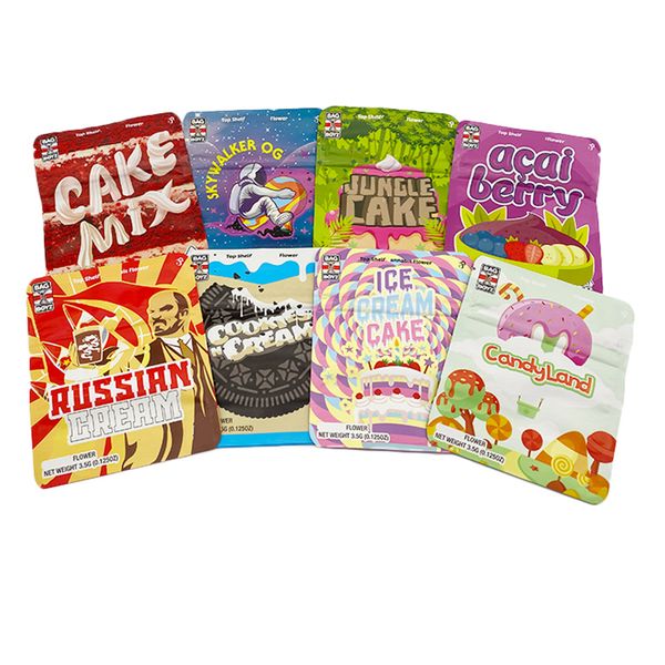

backpack boyz edible packaging bags 3.5 g matte smell proof stand up pouch cake mix cookies cream flower zipper bag
