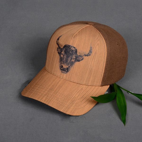 

wood baseball personality printing cow trucker hat men linen sport caps, Blue;gray