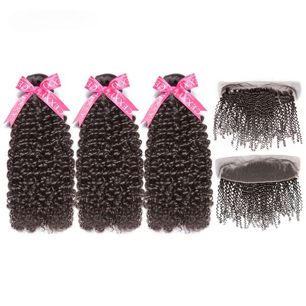 

[cexxy] onecut hair kinky curly 8-32 inch p indian virgin hair natural color bundles with frontal afro curly hair bundles, Black;brown